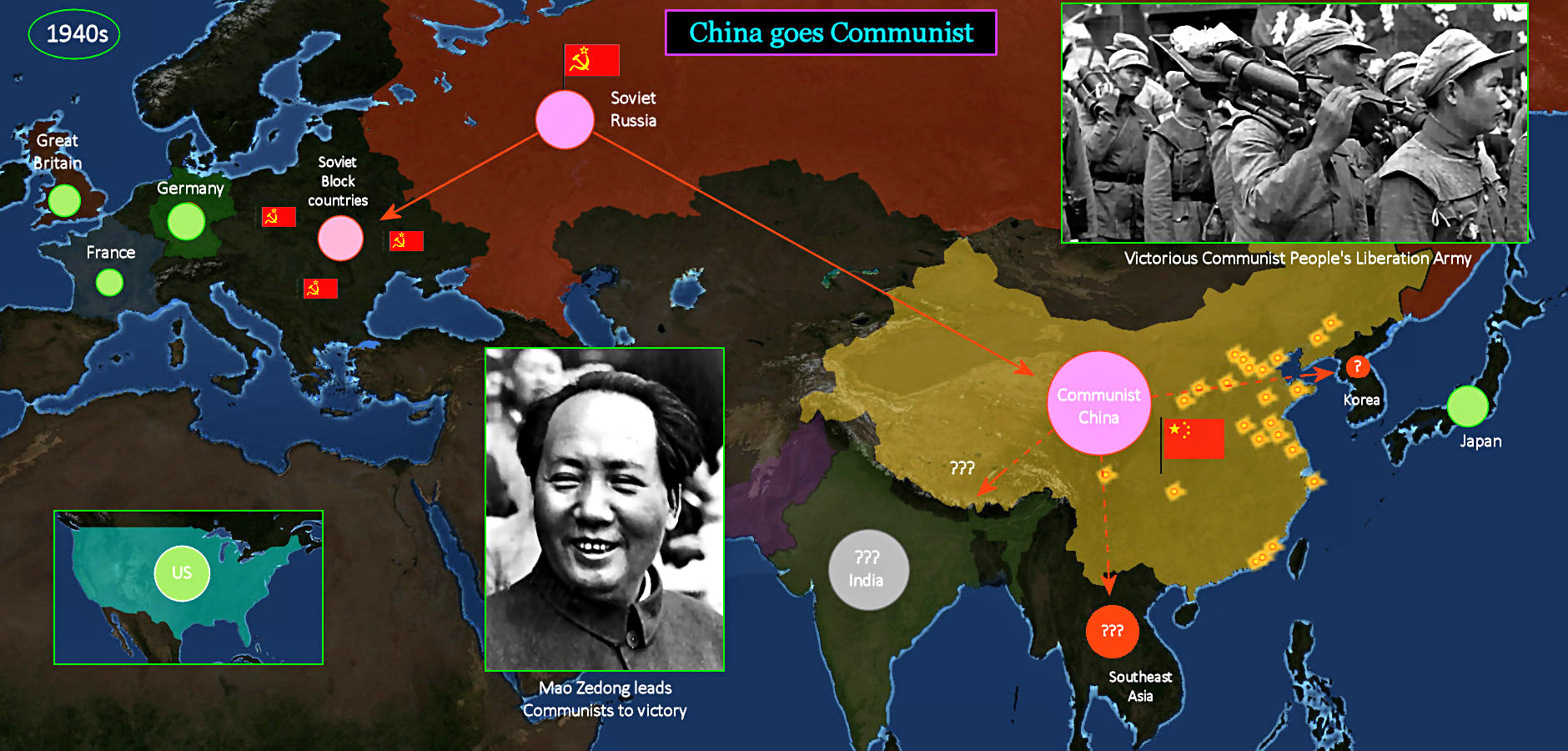 China goes communist, 1950 map